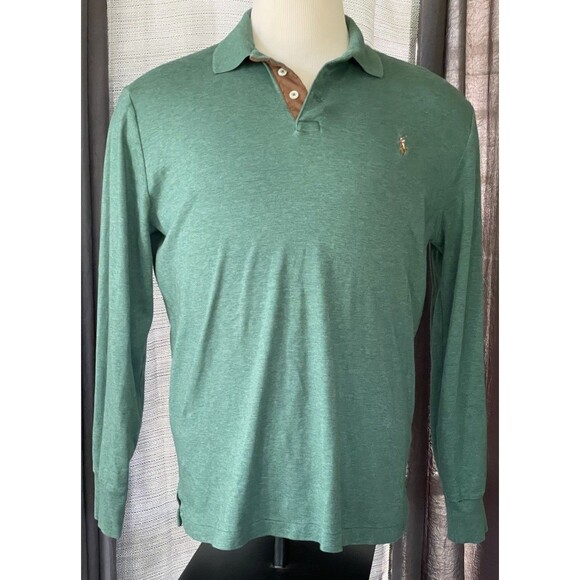 Polo Ralph Lauren Polo Shirt Men Large Green Classic Fit Pony Preppy Collared - Picture 1 of 5